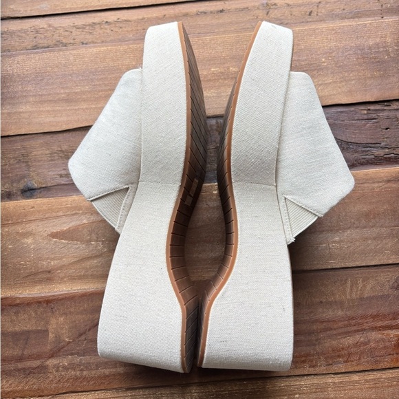 & Other Stories Canvas Cream Platform Mules Chunky Sole Size 38 / US 7 - Picture 11 of 14